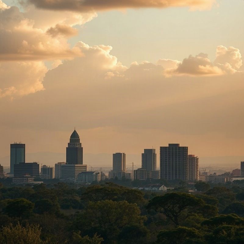Nairobi Westlands skyline in golden afternoon light